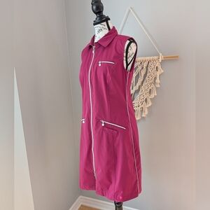 Daily Sports Fuchsia Zip-Front Mini Dress Golf Athletic Medium PGA Casual Sporty